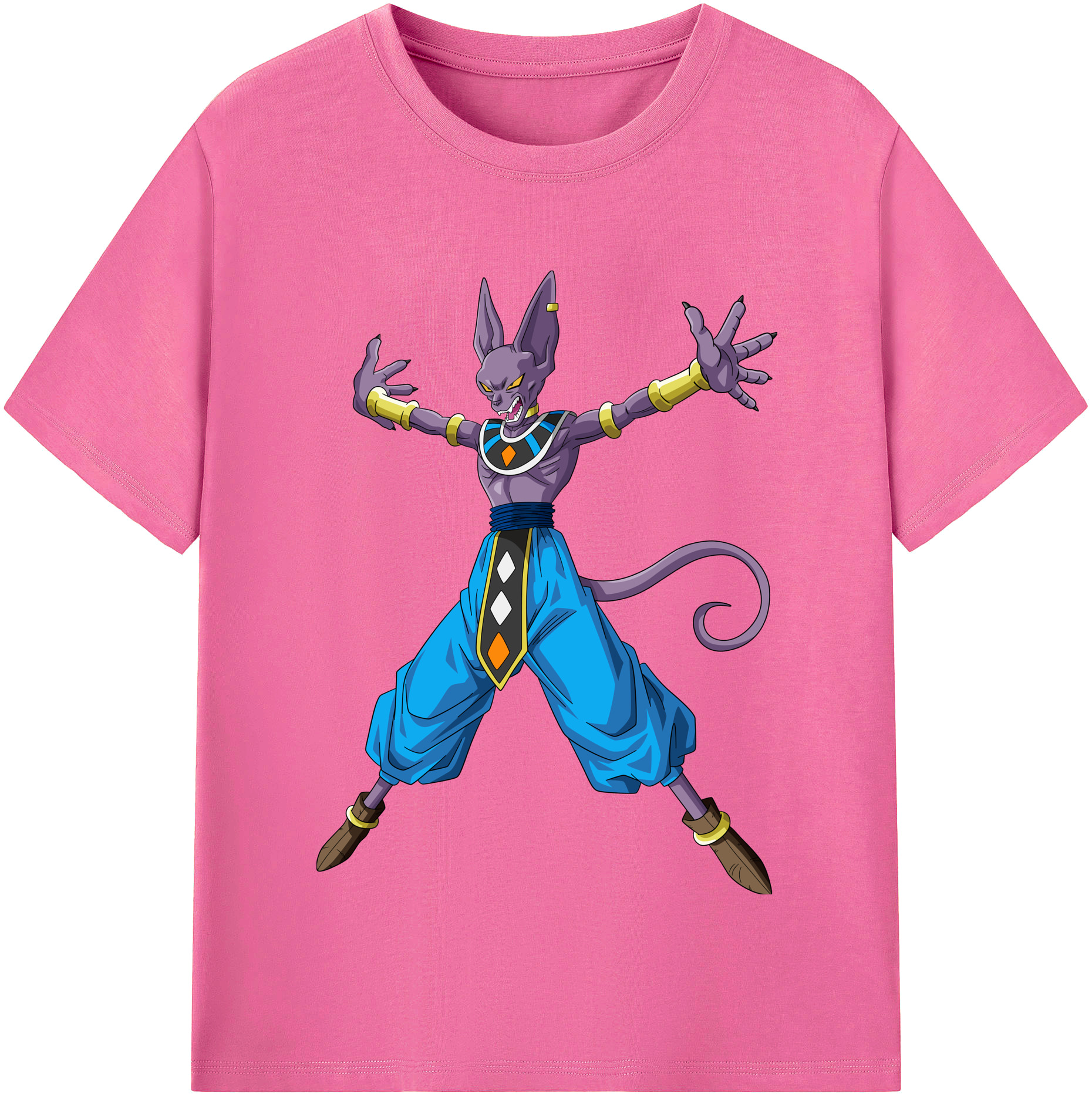 （画像用） ドラゴンボール ビルス 破壊神ビルス DRAGON BALL Beerus Birusu レディースカジュアルプリントTシャツ（綿100％）